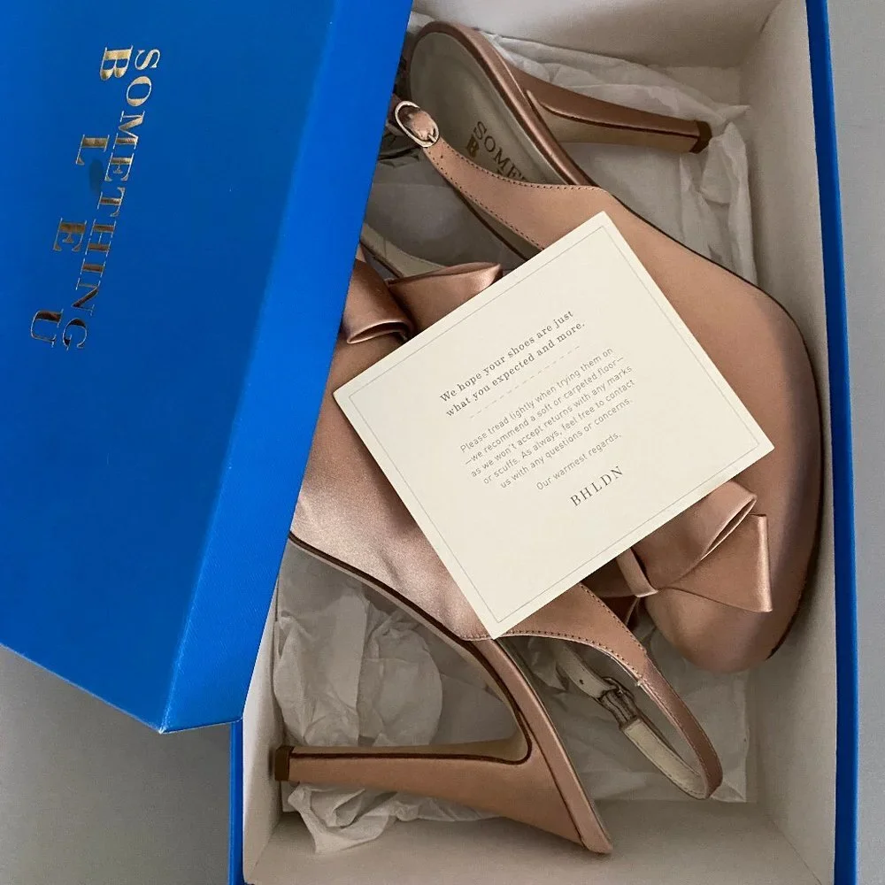 NEW in Box BHLDN Peachy Pink Bow-Topped Slingbacks - Picture 3 of 8